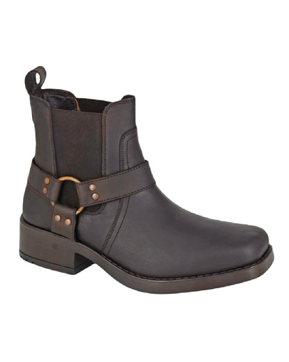 Woodland Low Harley Gusset Harness Boots In Brown 
