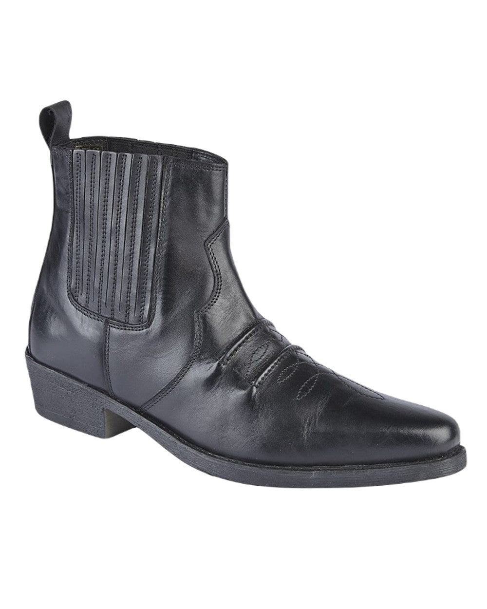 Woodland Nebraska Leather Western Ankle Boot In Black 
