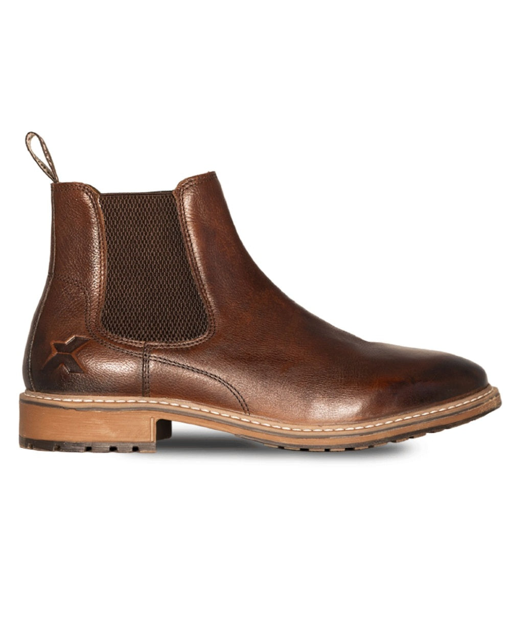 Brown coloured Xpert Mens Heritage Dexter Chelsea Boots on a white background 