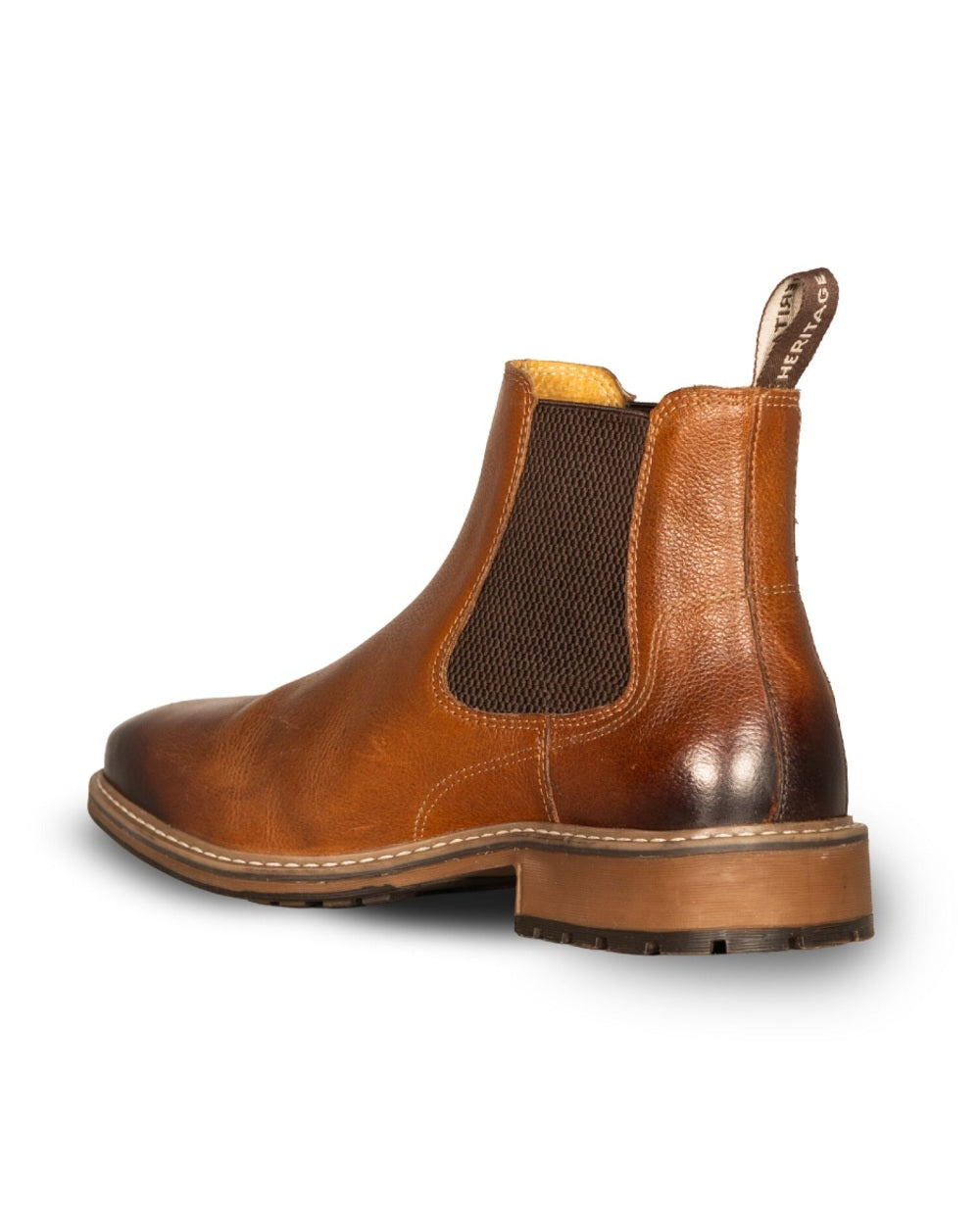 Tan coloured Xpert Mens Heritage Dexter Chelsea Boots on a white background 