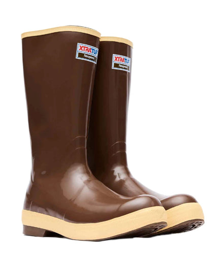 Copper-Tan Coloured Xtratuf 15&quot; Legacy Plain Toe Fishing Boots on white background 