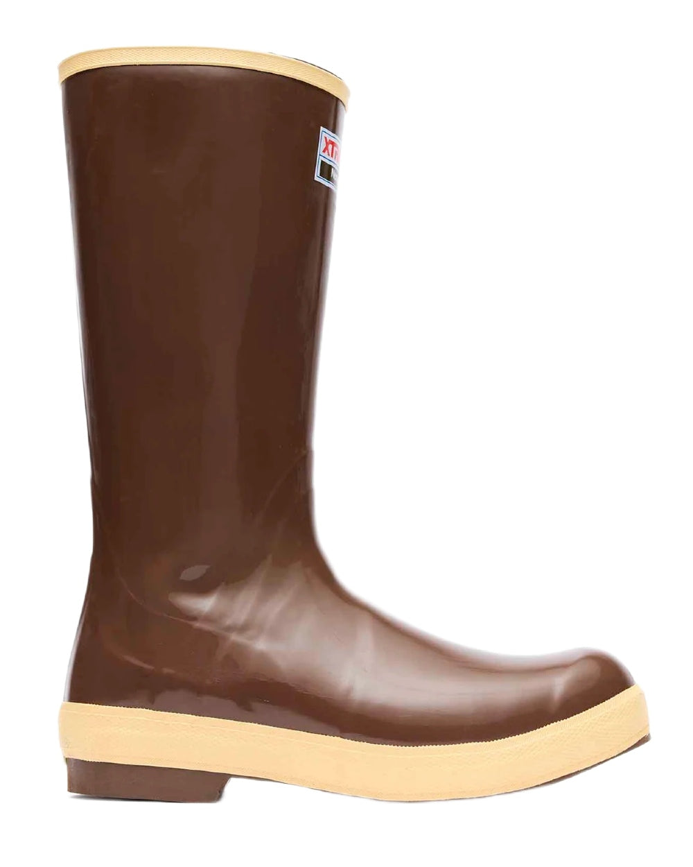 Copper-Tan Coloured Xtratuf 15" Legacy Plain Toe Fishing Boots on white background 