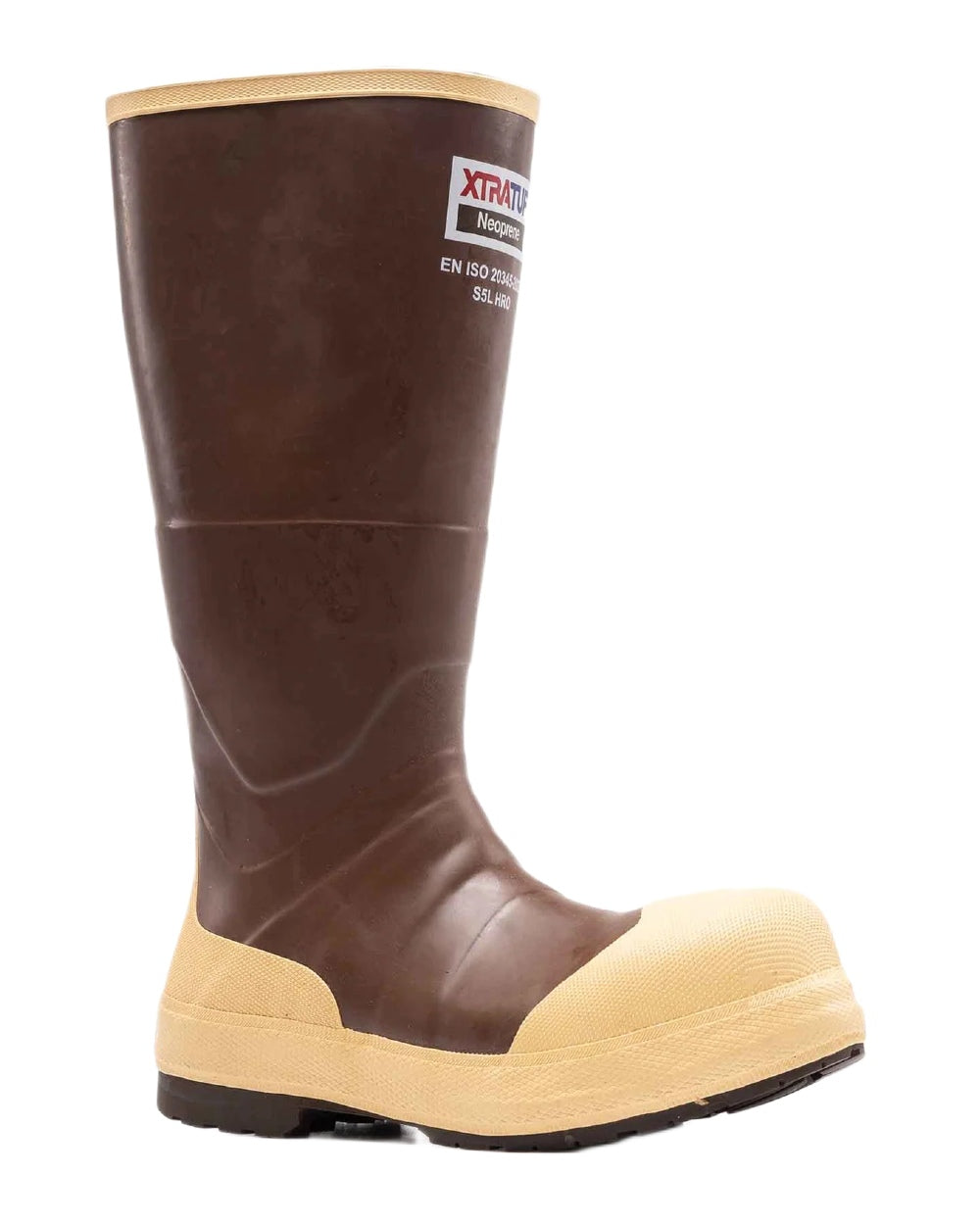 Brown Tan Coloured Xtratuf Legacy NXT Steel Toe Fishing Boots on white background 