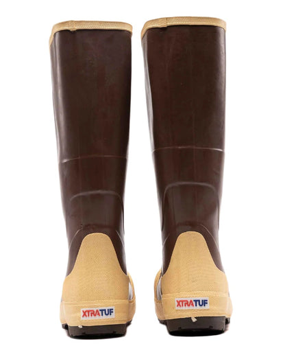 Brown Tan Coloured Xtratuf Legacy NXT Steel Toe Fishing Boots on white background 