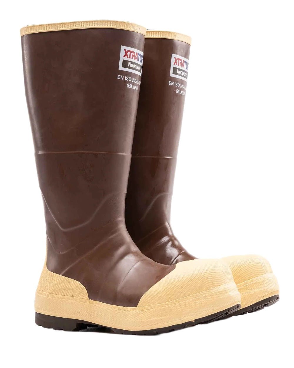 Brown Tan Coloured Xtratuf Legacy NXT Steel Toe Fishing Boots on white background 