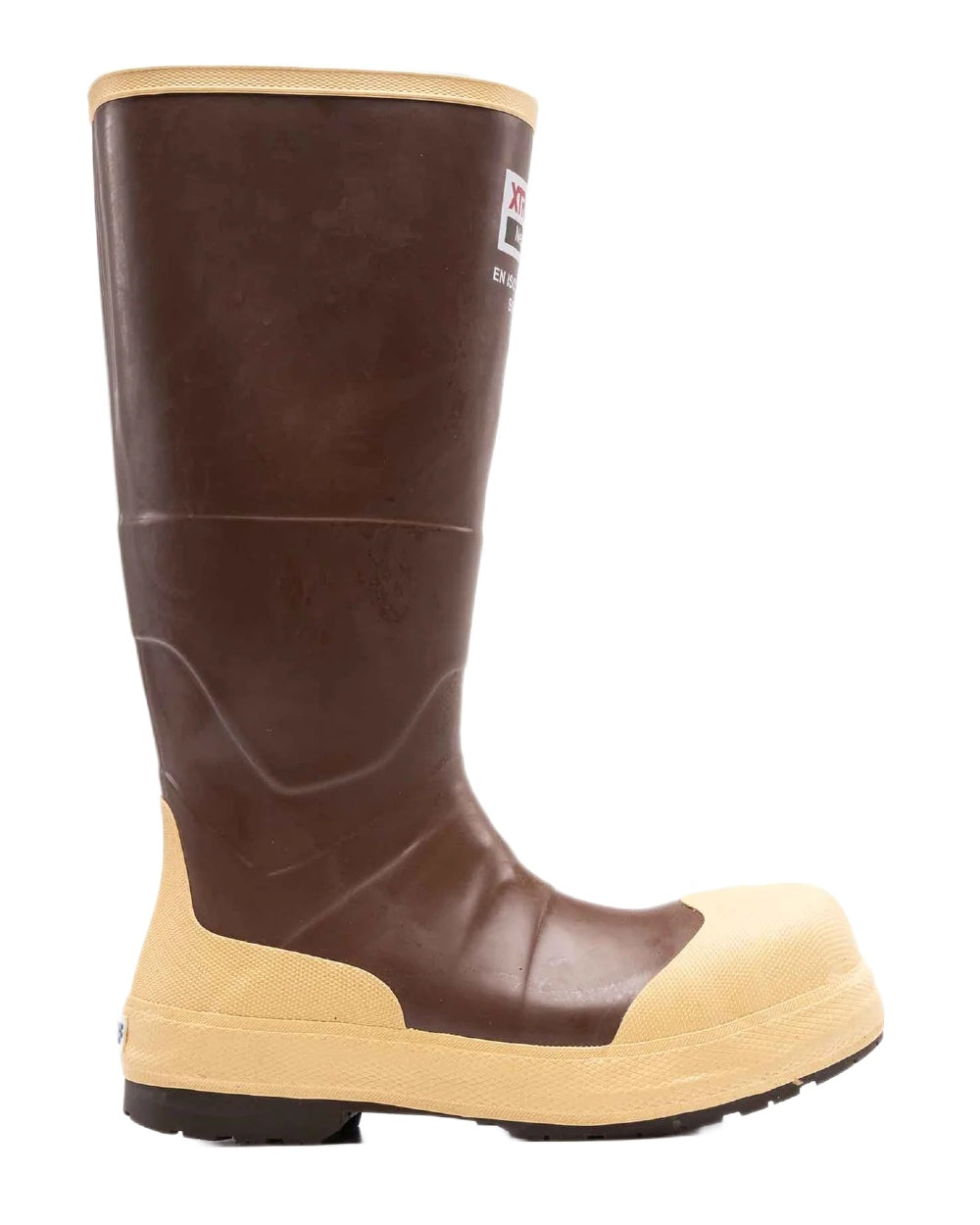 Brown Tan Coloured Xtratuf Legacy NXT Steel Toe Fishing Boots on white background 
