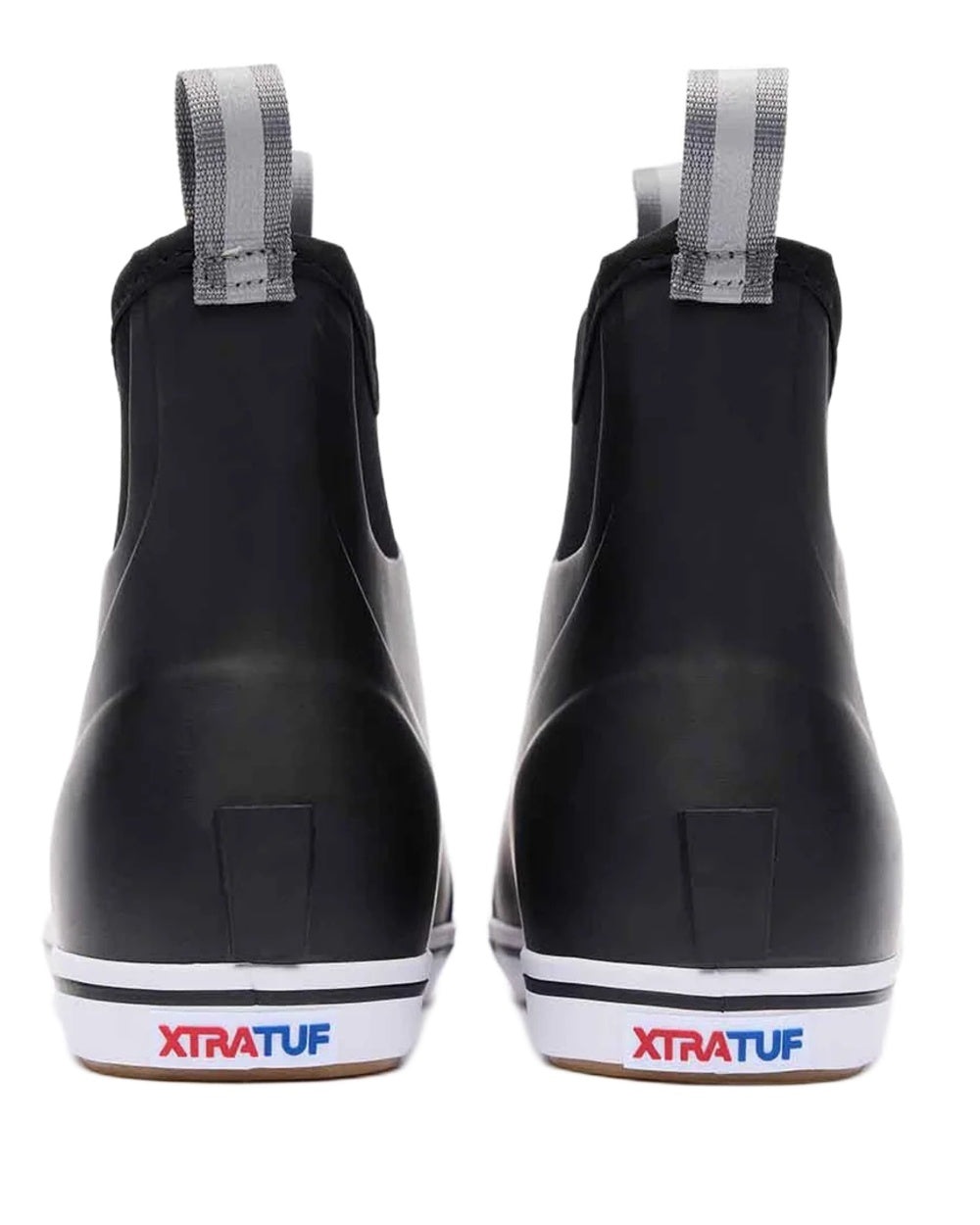 Black Coloured Xtratuf Mens 6 Ankle Deck Boots on white background 