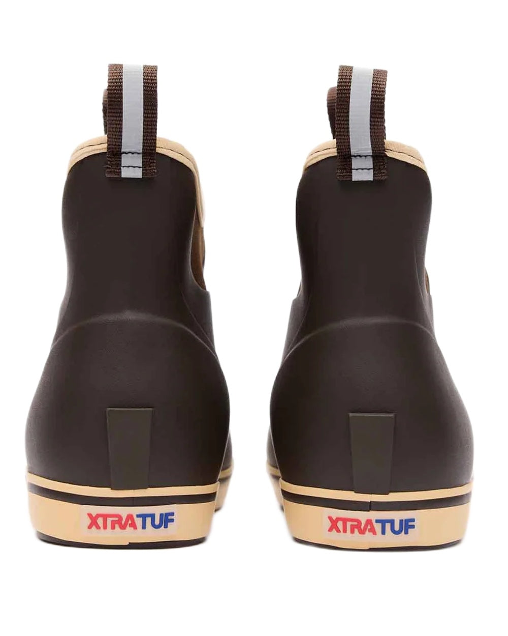 Chocolate Tan Coloured Xtratuf Mens 6 Ankle Deck Boots on white background 