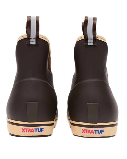 Chocolate Tan Coloured Xtratuf Mens 6 Ankle Deck Boots on white background 