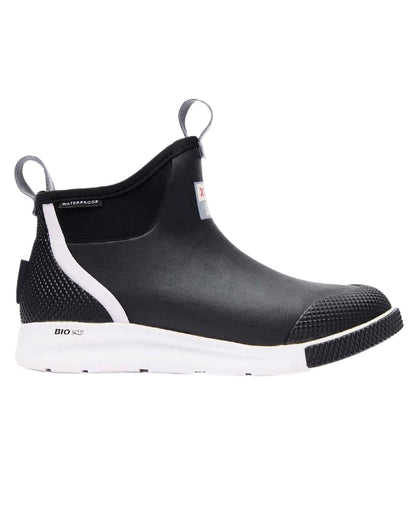 Black Coloured Xtratuf Mens 6&quot; Ankle Deck Sport Boots on white background 