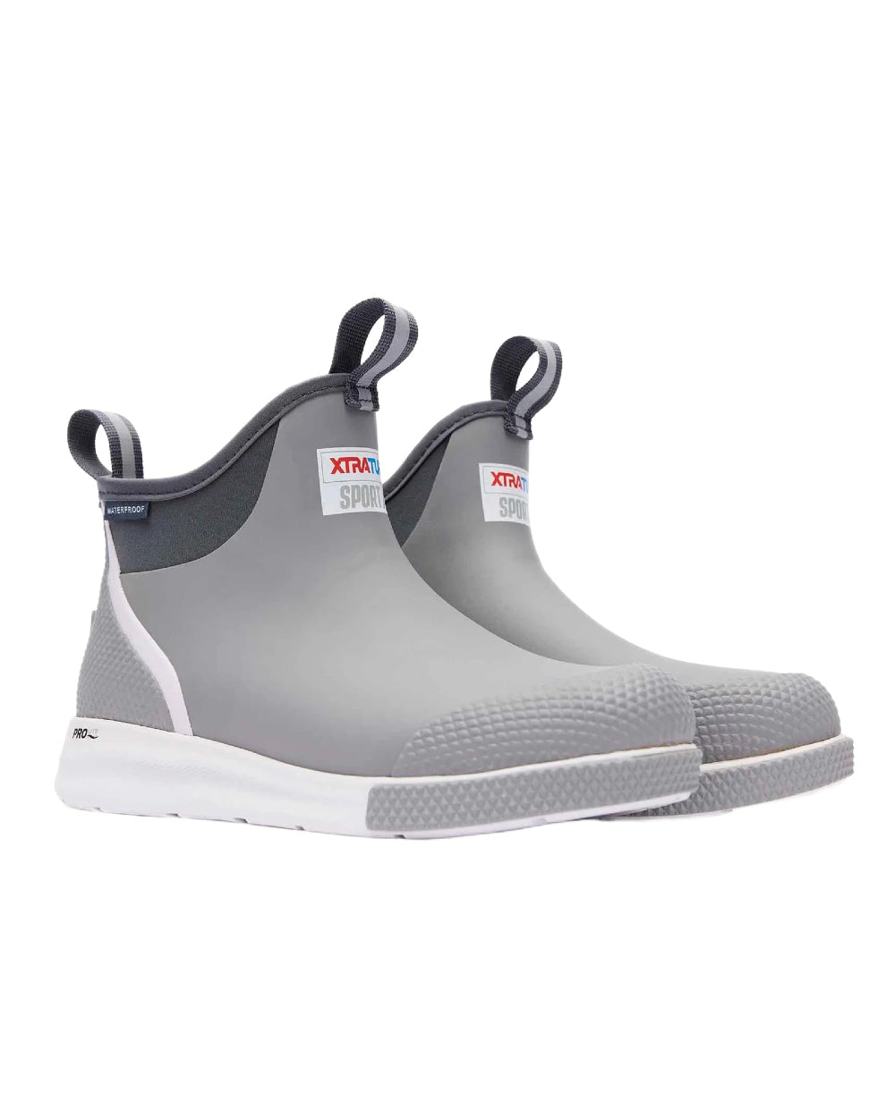 Grey Coloured Xtratuf Mens 6" Ankle Deck Sport Boots on white background 
