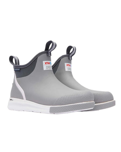 Grey Coloured Xtratuf Mens 6&quot; Ankle Deck Sport Boots on white background 
