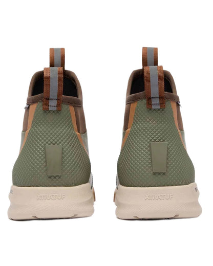 Olive Coloured Xtratuf Mens 6&quot; Ankle Deck Sport Boots on white background 