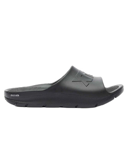 Black Coloured Xtratuf Mens Apres Fish Sliders on white background 