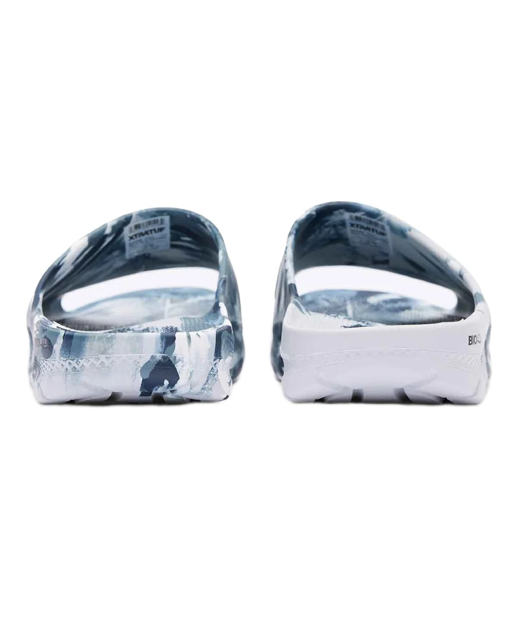 Stormy Coloured Xtratuf Mens Apres Fish Sliders on white background 