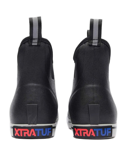 Black Coloured Xtratuf Mens Trolling Pack Fleece Lined Ankle Deck Boots on white background 