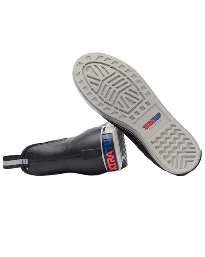 Black Coloured Xtratuf Mens Trolling Pack Fleece Lined Ankle Deck Boots on white background 