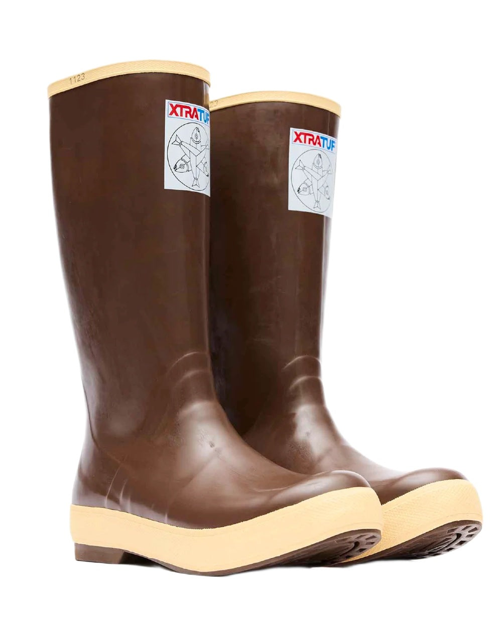 White Octopus Coloured Xtratuf Womens 15&quot; Salmon Sisters Legacy Fishing Boots on white background 