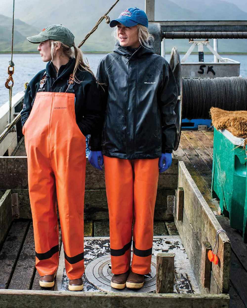 White Octopus Coloured Xtratuf Womens 15&quot; Salmon Sisters Legacy Fishing Boots on outdoor background 