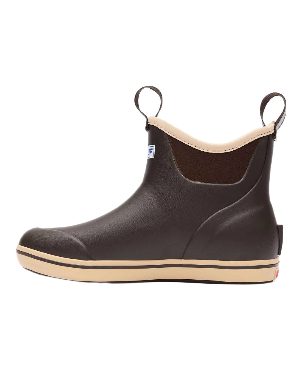 Brown Coloured Xtratuf Womens 6" Ankle Deck Boots on white background 