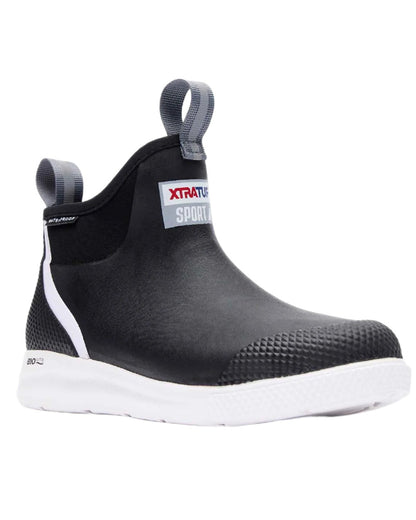 Black Coloured Xtratuf Womens 6" Ankle Deck Sport Boots on white background 