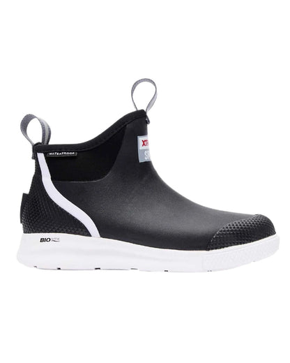Black Coloured Xtratuf Womens 6" Ankle Deck Sport Boots on white background 
