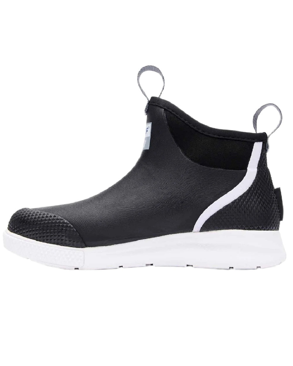 Black Coloured Xtratuf Womens 6" Ankle Deck Sport Boots on white background 