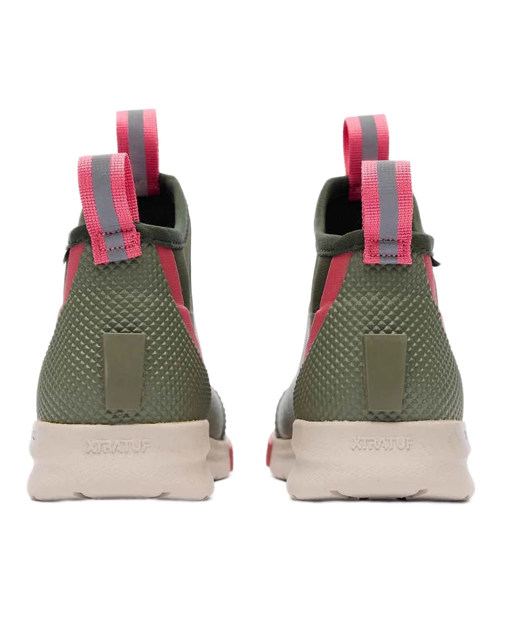 Olive Coloured Xtratuf Womens 6" Ankle Deck Sport Boots on white background 