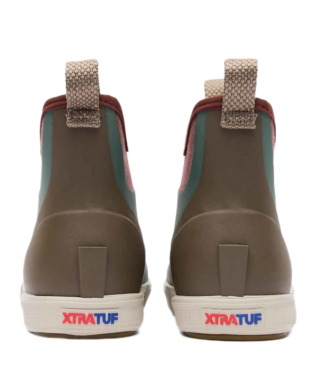 Vintage Sage Coloured Xtratuf Womens 6" Ankle Deck Vintage Boots on white background 