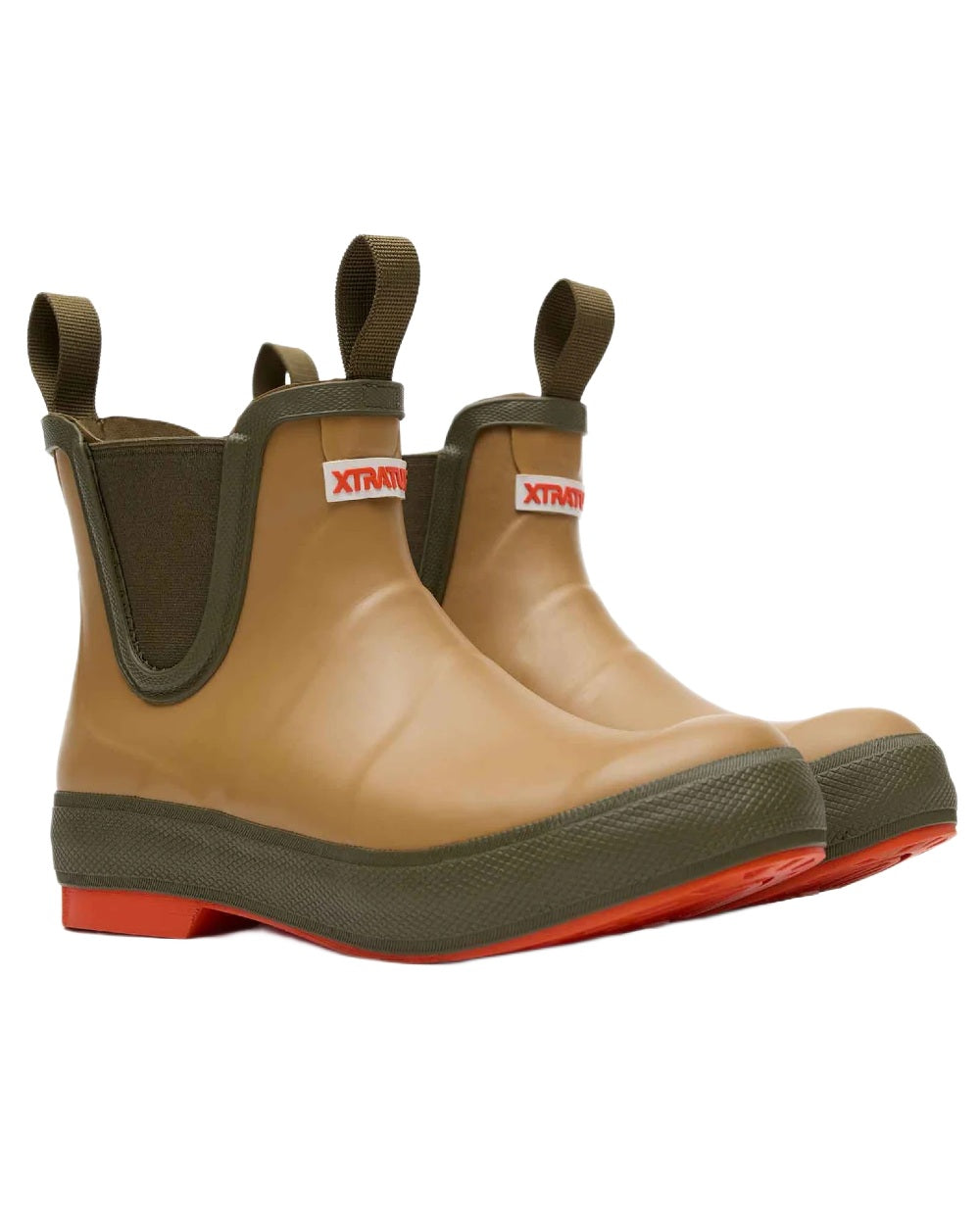 Sahara Coloured Xtratuf Womens 6" Legacy Ankle Deck Boots on white background 