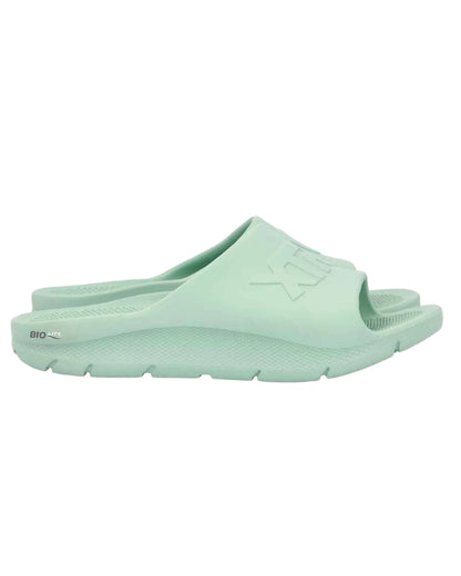 Aqua Coloured Xtratuf Womens Apres Fish Sliders on white background 