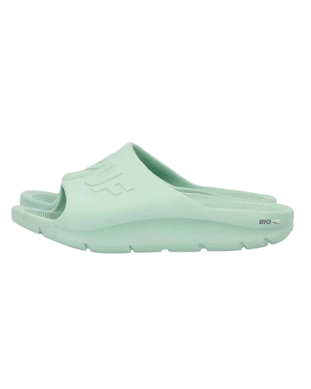 Aqua Coloured Xtratuf Womens Apres Fish Sliders on white background 