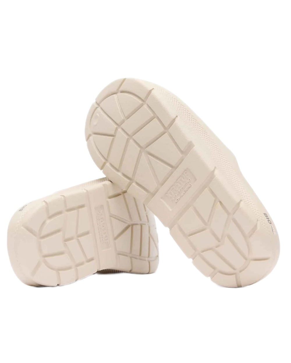 Sand Coloured Xtratuf Womens Apres Fish Sliders on white background 