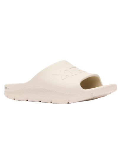 Sand Coloured Xtratuf Womens Apres Fish Sliders on white background 