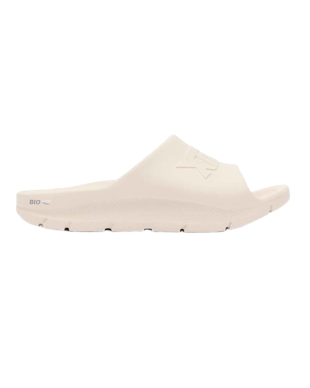 Sand Coloured Xtratuf Womens Apres Fish Sliders on white background 