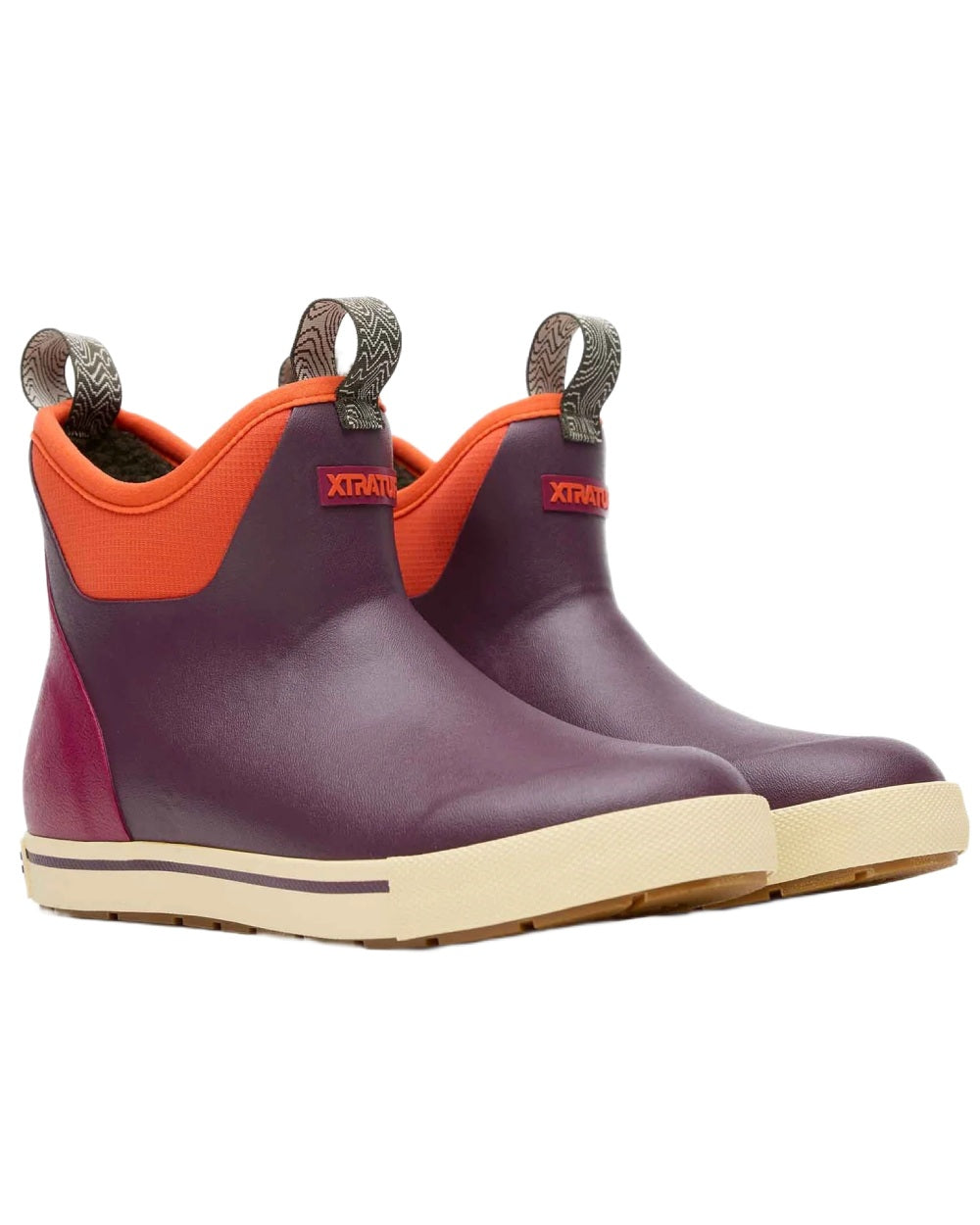 Fig Coloured Xtratuf Womens 6" Ankle Deck Camp Boots on white background 