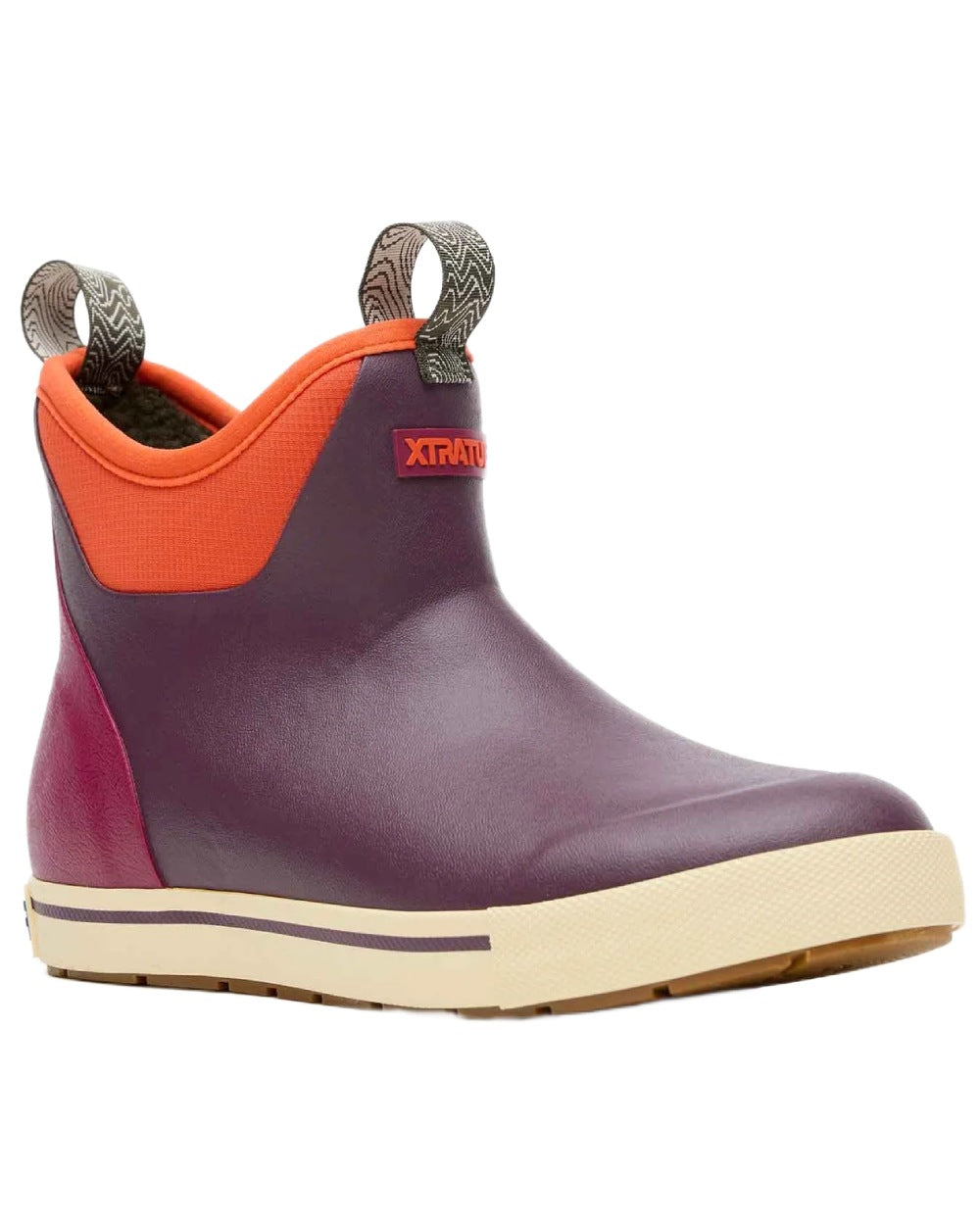 Fig Coloured Xtratuf Womens 6" Ankle Deck Camp Boots on white background 
