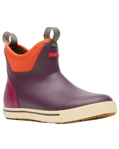 Fig Coloured Xtratuf Womens 6" Ankle Deck Camp Boots on white background 