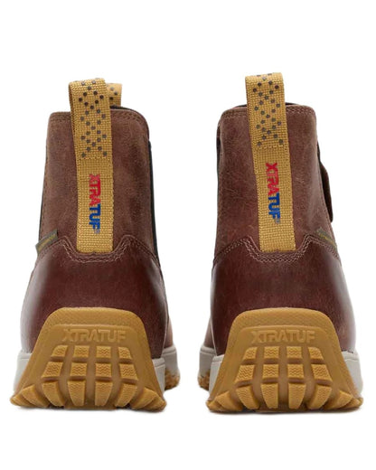 Brown coloured Xtratuf Mens Ankle Deck Leather Boots on white background 