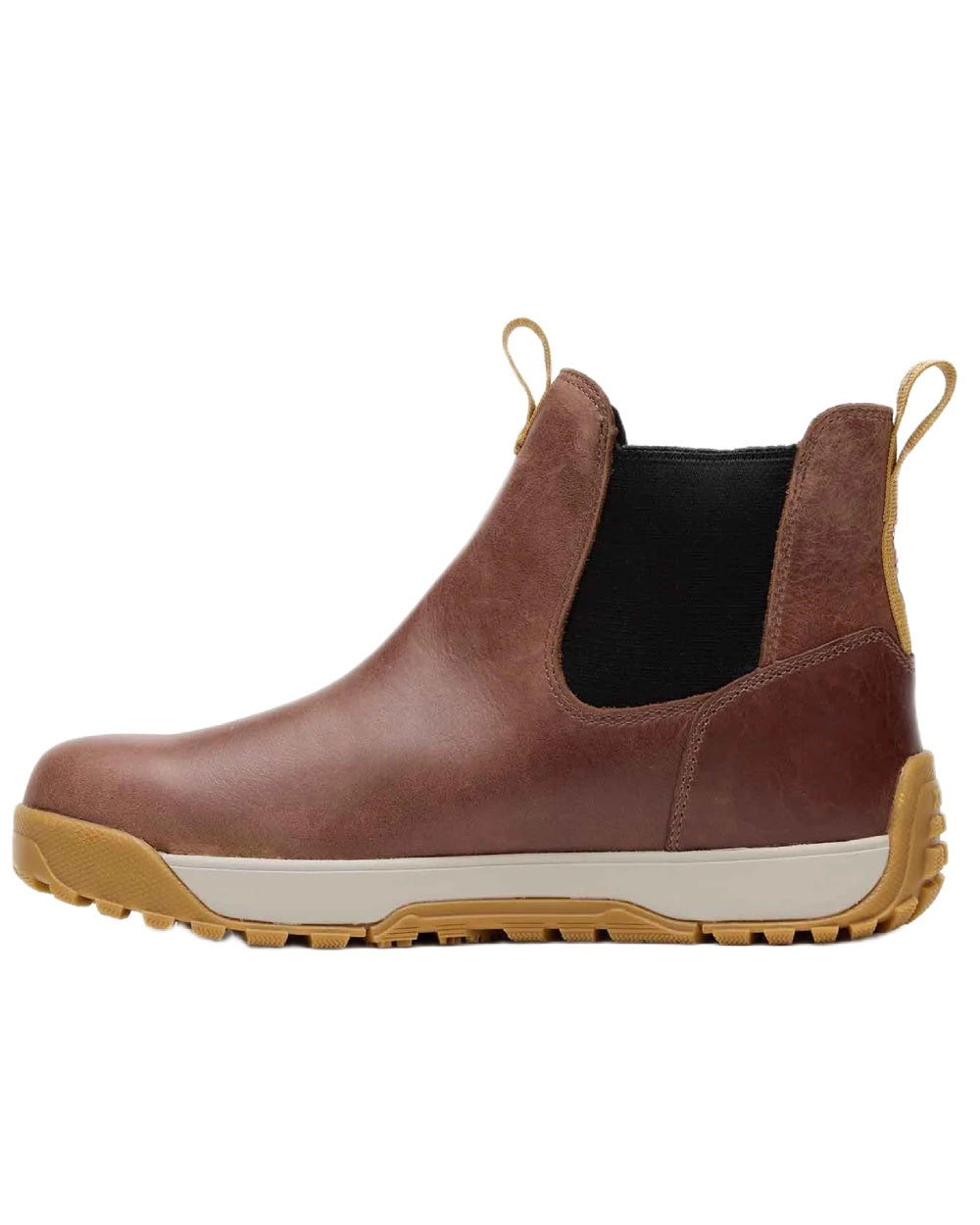 Brown coloured Xtratuf Mens Ankle Deck Leather Boots on white background 