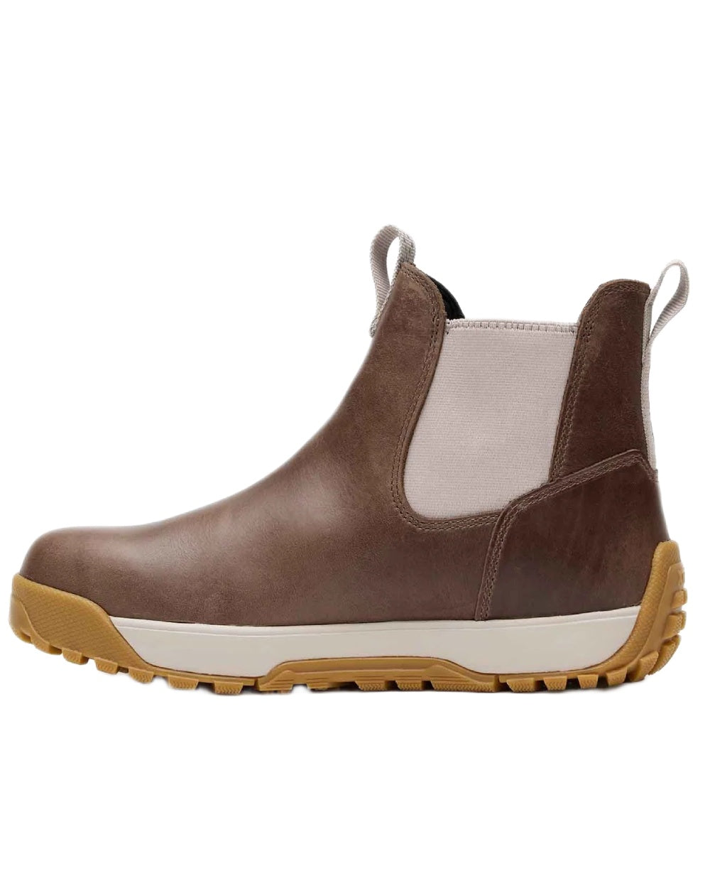 Stone coloured Xtratuf Womens Ankle Deck Leather Boots on white background 