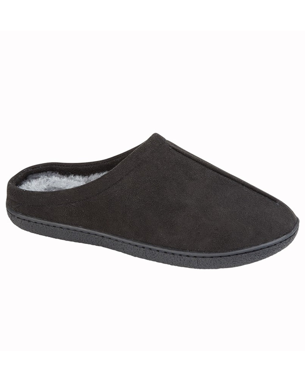 Black coloured Zedzzz Mens Alex Centre Seam Mule Slippers on white background 