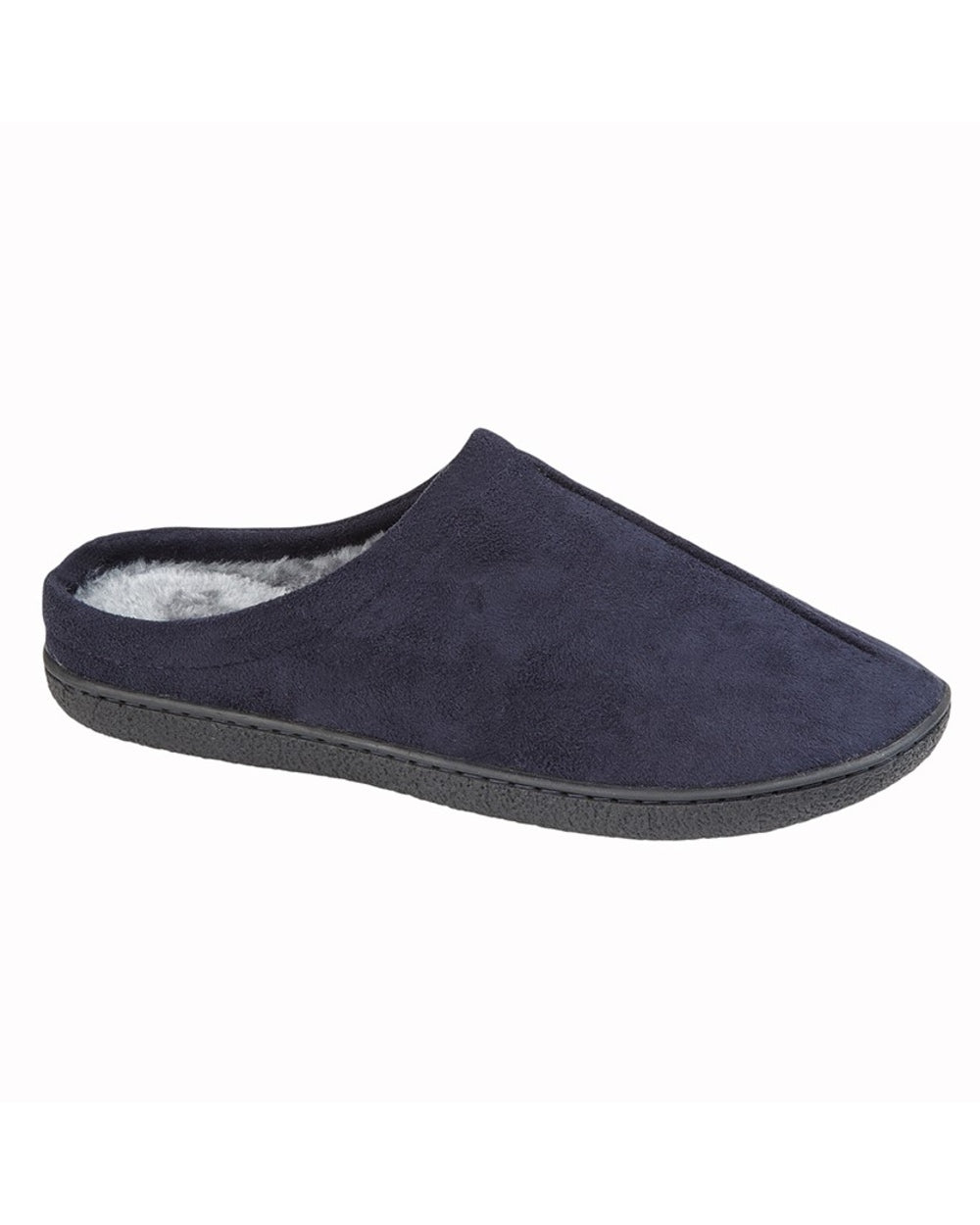 Navy coloured Zedzzz Mens Alex Centre Seam Mule Slippers on white background 