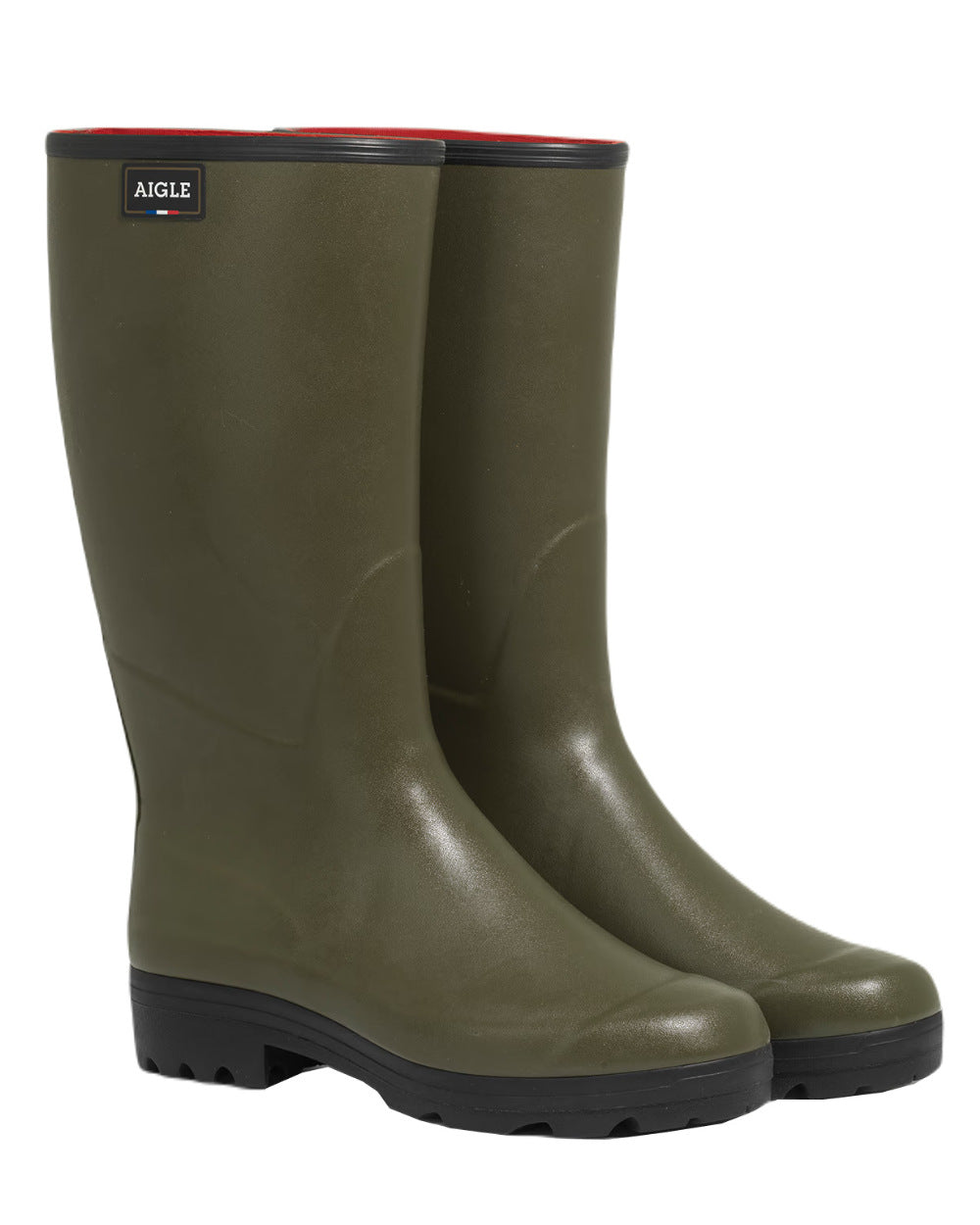 Khaki Coloured Aigle Chambord NeoMesh Wellingtons On A White Background