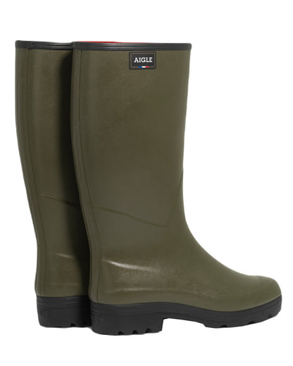 Khaki Coloured Aigle Chambord NeoMesh Wellingtons On A White Background