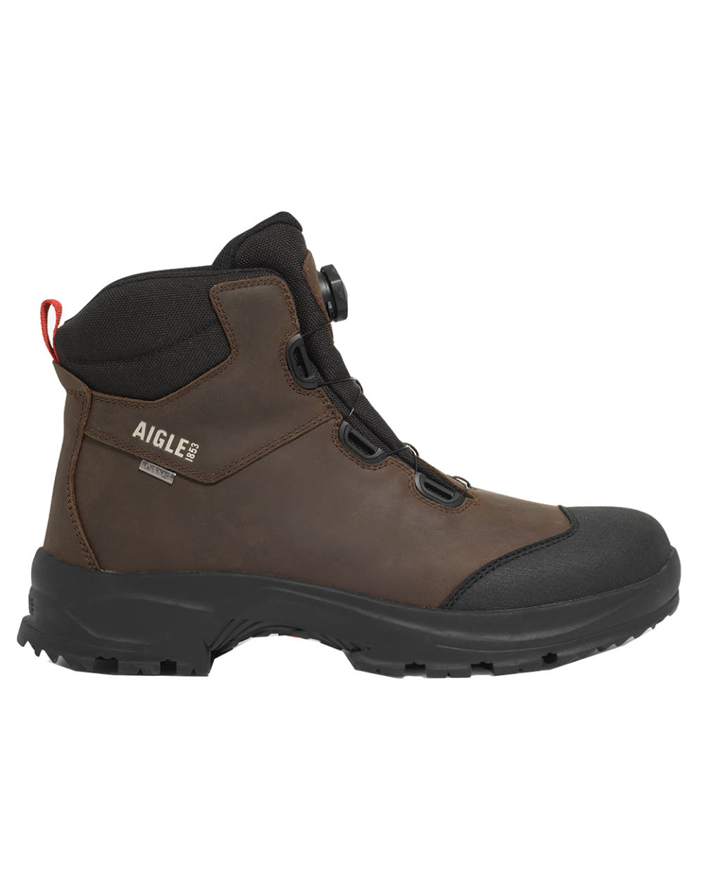 Dark Brown Coloured Aigle Laforse No Lace Boots On A White Background 