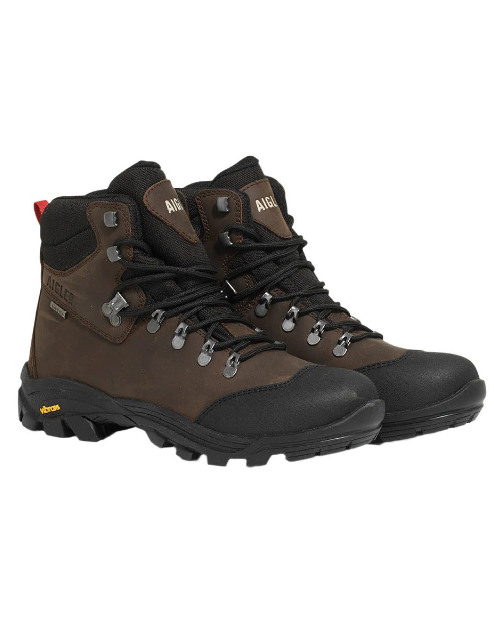 Brown Coloured Aigle Laforse Vibram Sole Boots On A White Background 