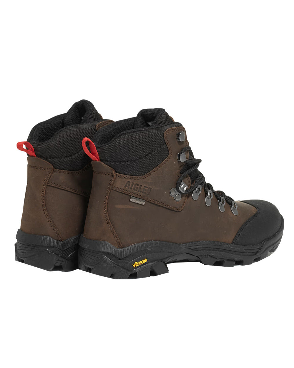 Brown Coloured Aigle Laforse Vibram Sole Boots On A White Background 