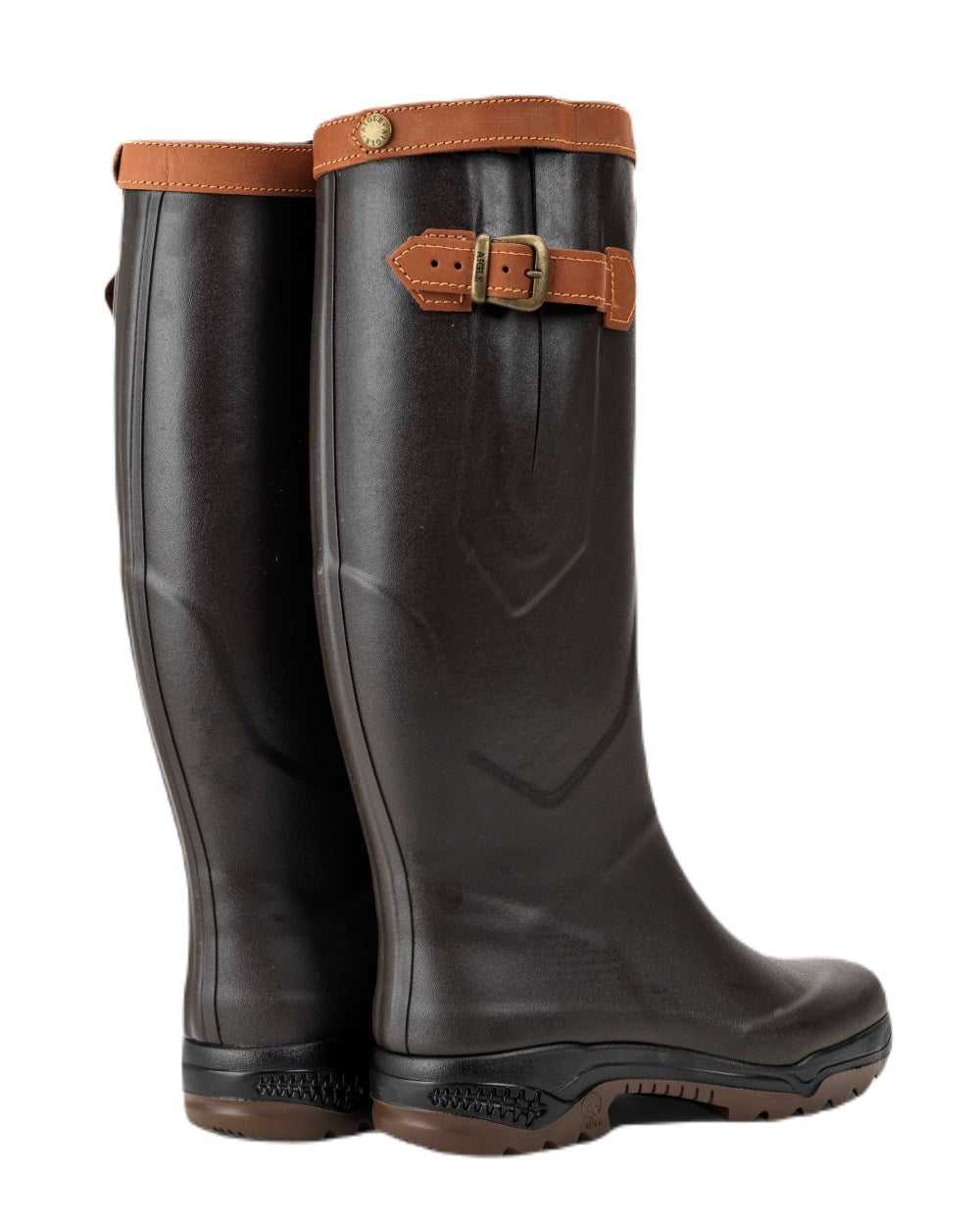 Dark Brown Coloured Aigle Parcours 2 Signature Wellingtons On A White Background