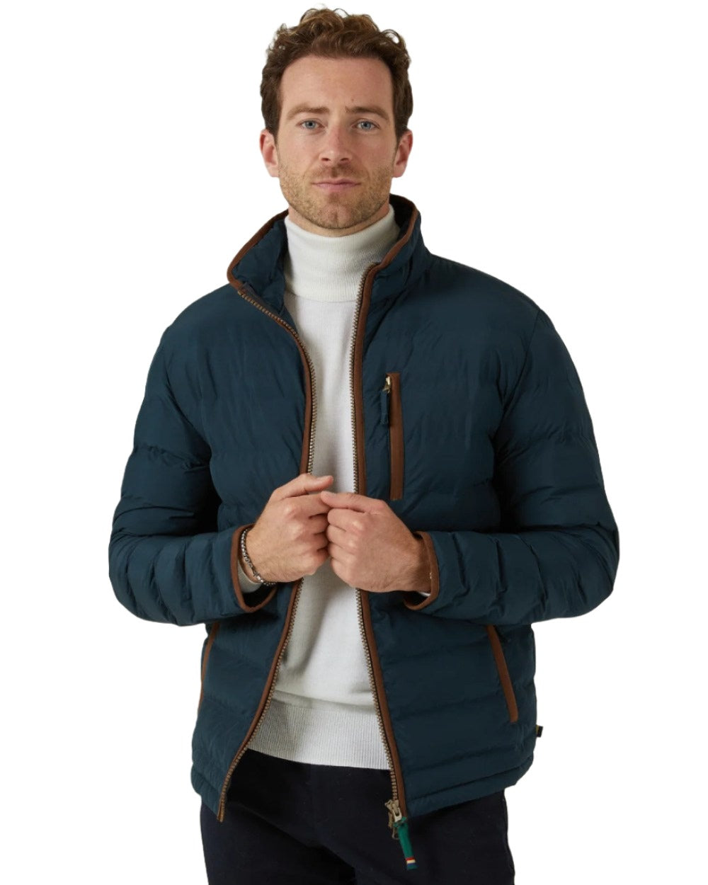 Navy Coloured Alan Paine Calsall Jacket On A White Background 